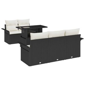 vidaXL Conjunto de Sof&aacute; de Jardim 6 pcs Preto Rattan de Polipropileno