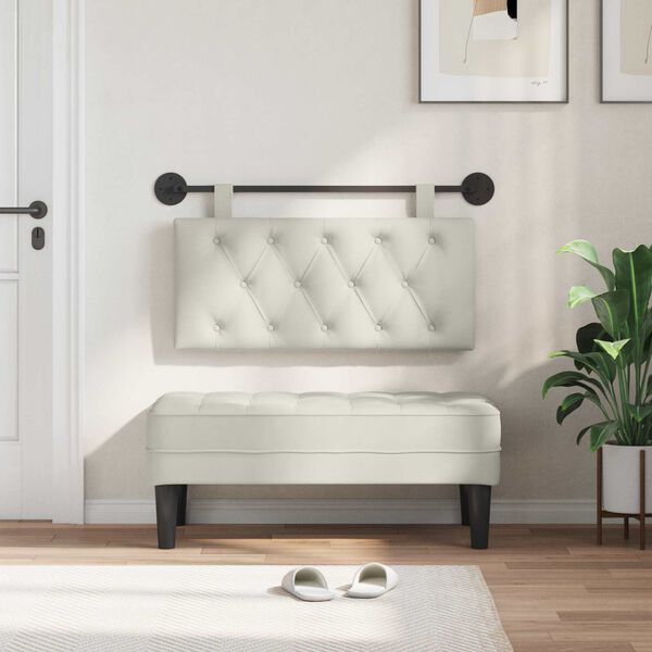 vidaXL Cabeceira Suspensa Creme 90 x 55 x 7 cm Veludo