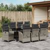 vidaXL Conjunto de Jantar para Jardim 9 pcs Cinzento-claro vime PE