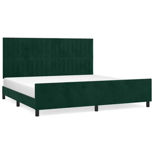 vidaXL Estrutura de cama sem colch&atilde;o 200x200 cm veludo verde-escuro