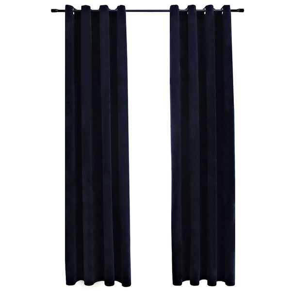 vidaXL Cortinas blackout com argolas 2 pcs 140x225 cm veludo preto