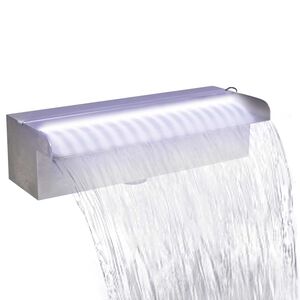 vidaXL Fonte para piscina retangular com LEDs 30 cm a&ccedil;o inoxid&aacute;vel