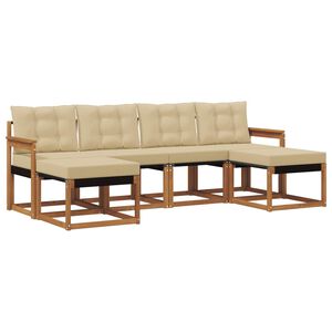 vidaXL Conjunto de Sof&aacute;s para Exterior 6 pcs Natural e Bege