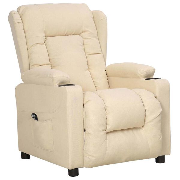 vidaXL Poltrona elevat&oacute;ria tecido cor creme