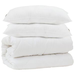 vidaXL Conjunto de Edredom 3 pcs Branco Microfibra e Penas de Ganso