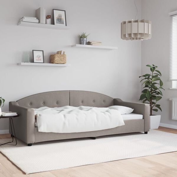 vidaXL Sof&aacute;-cama 90x200 cm tecido cinzento-acastanhado