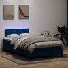 vidaXL Cama box spring c/ colch&atilde;o e LED 120x210 cm veludo azul-escuro