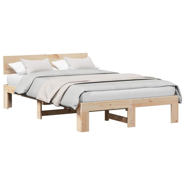 vidaXL Estrutura da Cama com cabeceira Natural 140 x 190 cm