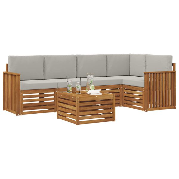 vidaXL Conjuntos de sof&aacute;s com almofada 6 pcs Cinza Natural e Claro