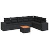 vidaXL 8 pcs conjunto sof&aacute;s de jardim com almofad&otilde;es vime PE preto