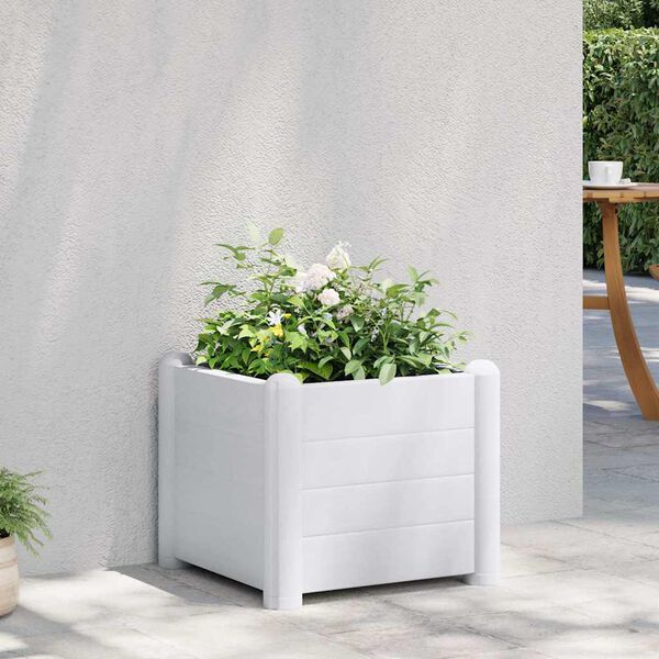 vidaXL Canteiro elevado para jardim PP 43x43x35 cm branco