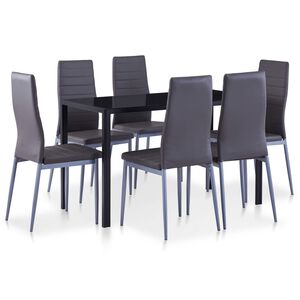 vidaXL Conjunto de jantar 7 pcs cinzento