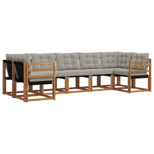 vidaXL Conjunto de Sof&aacute;s para Exterior 7 unid. Cinza Natural e Claro