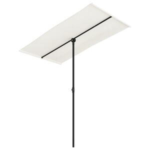 vidaXL Guarda-sol de jardim c/ poste alum&iacute;nio 180x110 cm branco areia