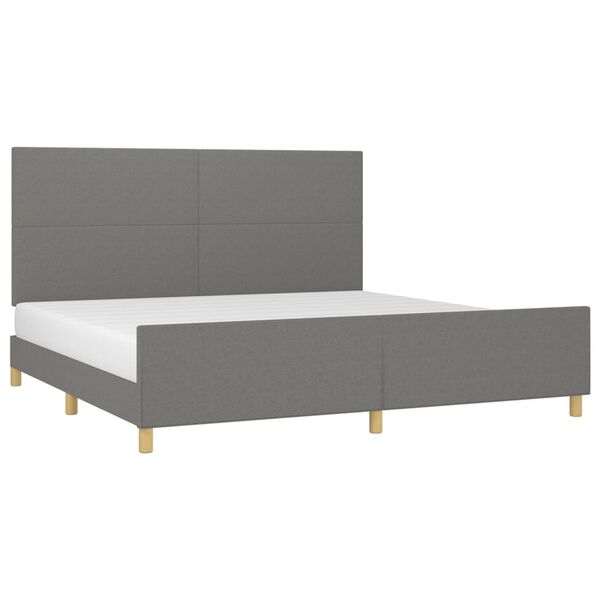 vidaXL Estrutura de cama sem colch&atilde;o 200x200 cm tecido cinzento-escuro