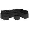 vidaXL Conjunto de Sof&aacute; de Jardim 9 pcs Preto Rattan Sint&eacute;tico