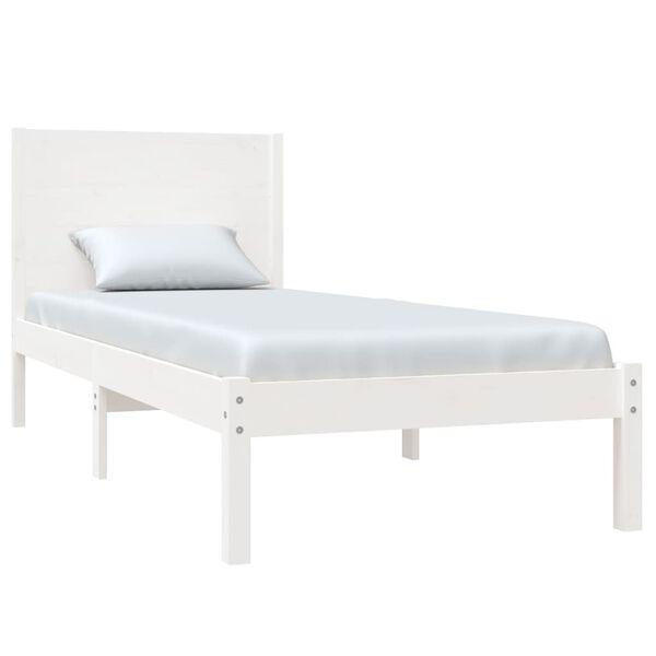 vidaXL Cama sem colch&atilde;o 100x200 cm madeira de pinho maci&ccedil;a branco