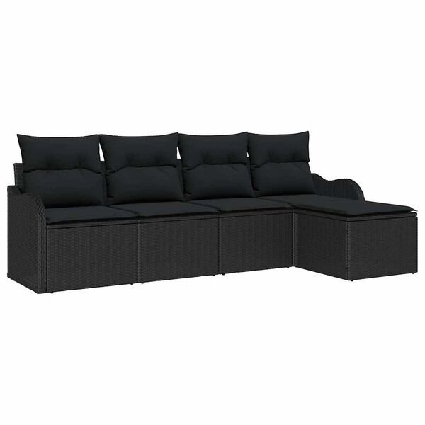 vidaXL Conjunto de Sof&aacute; de Jardim 5 pcs Preto vime PE