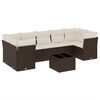 vidaXL 8 pcs conjunto sof&aacute;s de jardim c/ almofad&otilde;es vime PE castanho