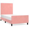 vidaXL Estrutura de cama c/ cabeceira 90x190 cm veludo rosa