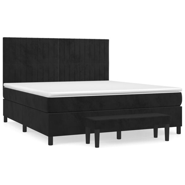 vidaXL Cama com molas/colch&atilde;o 160x200 cm veludo preto