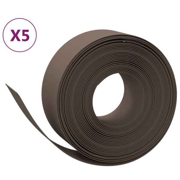 vidaXL Bordas de jardim 5 pcs 10 m 20 cm polietileno castanho