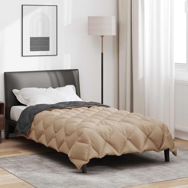 vidaXL Edredom de Inverno Antracite e Taupe 220 x 135 cm Microfibra