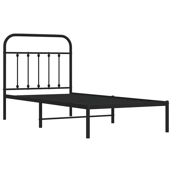 vidaXL Estrutura de cama com cabeceira 90x200 cm metal preto