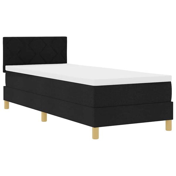 vidaXL Cama Box Spring LED com almofada Preto 80 x 200 cm tecido
