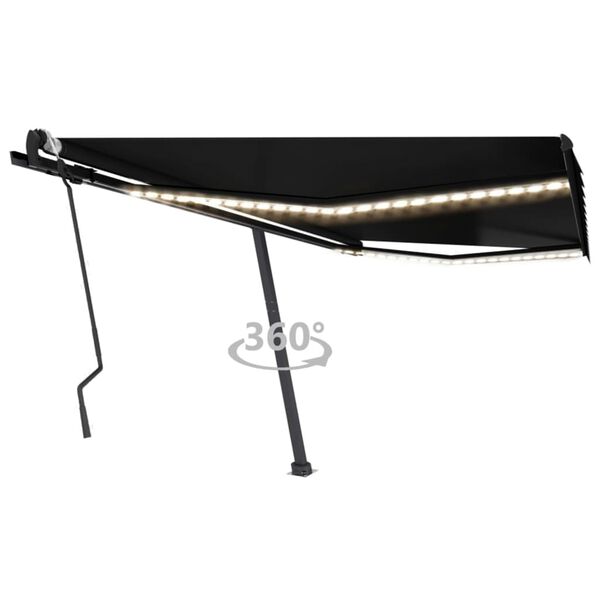 vidaXL Toldo retr&aacute;til manual com LED 400x300 cm antracite
