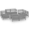 vidaXL 9 pcs conjunto lounge de jardim pinho maci&ccedil;o cinzento