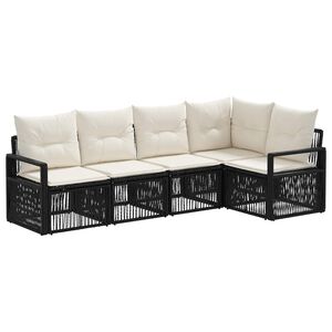vidaXL Conjunto de Sof&aacute; de Jardim 5 unid. Preto vime PE