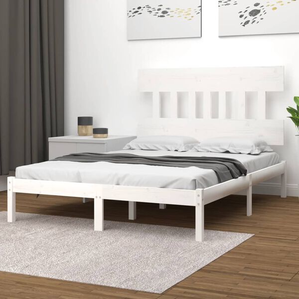 vidaXL Estrutura de cama 160x200 cm madeira maciça branco