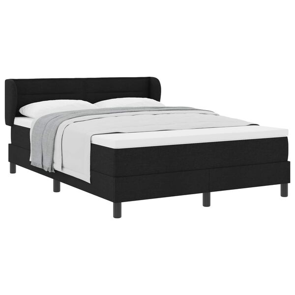 vidaXL Cama Box com colch&atilde;o com cabeceira Preto 140 x 190 cm tecido