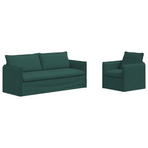 vidaXL Sof&aacute; 2 pcs Verde Escuro