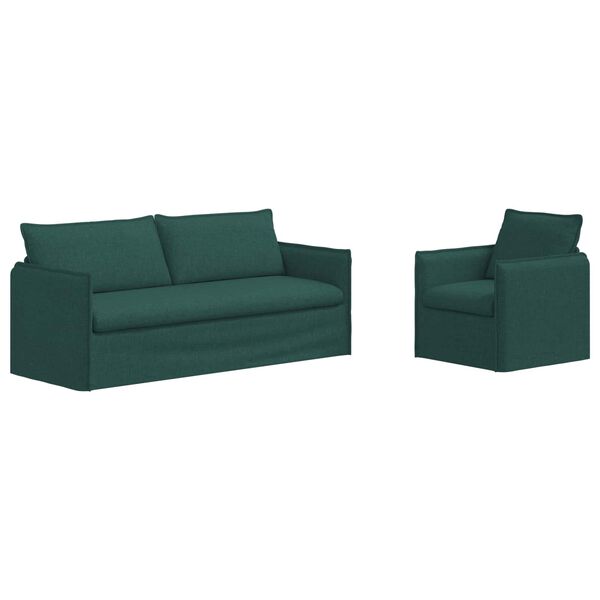 vidaXL Sof&aacute; 2 pcs Verde Escuro 196 x 82 x 85 cm tecido