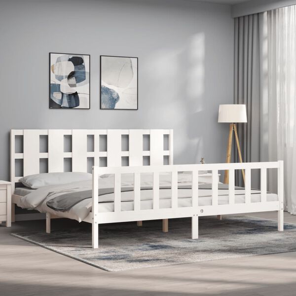 vidaXL Cama sem colchão 200x200 cm madeira de pinho maciça branco