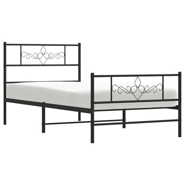 vidaXL Estrutura de cama com cabeceira e p&eacute;s 80x200 cm metal preto