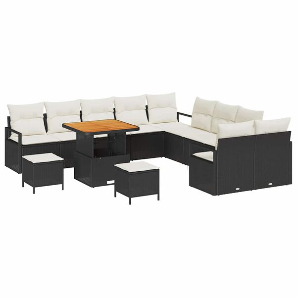 vidaXL Conjunto de Sof&aacute; de Jardim 13 pcs Preto Rattan Sint&eacute;tico