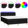 vidaXL Cama box spring c/ colch&atilde;o e LED 140x200 cm tecido preto