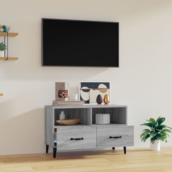 vidaXL M&oacute;vel de TV 80x36x50 cm derivados de madeira cinzento sonoma