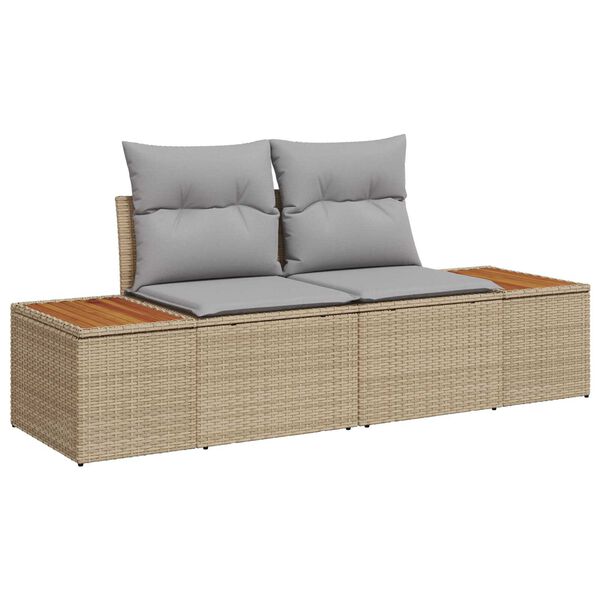 vidaXL Conjunto de Sof&aacute; de Jardim 7 pcs Bege Rattan Sint&eacute;tico