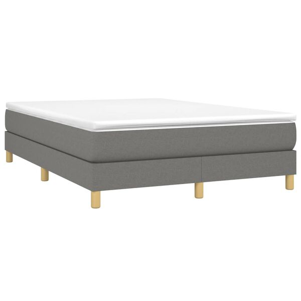 vidaXL Cama com molas/colch&atilde;o 140x190 cm tecido cinzento-escuro