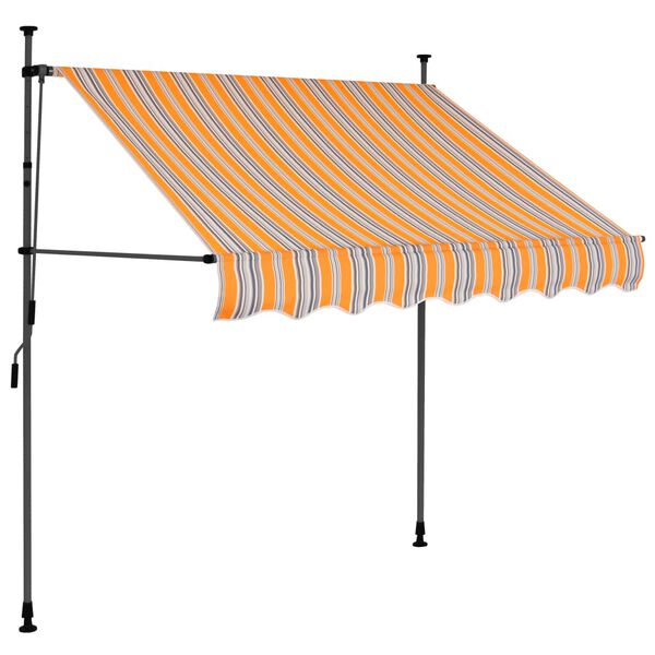 vidaXL Toldo retr&aacute;til manual com LED 150 cm amarelo e azul