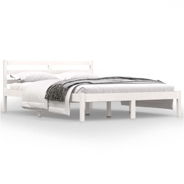 vidaXL Estrutura de cama pequena casal 120x190 cm pinho maci&ccedil;o branco