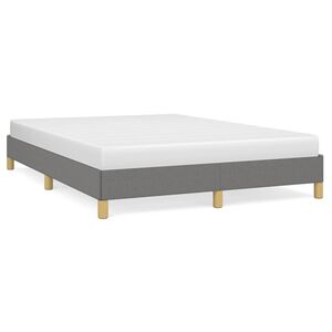 vidaXL Estrutura de cama sem colch&atilde;o 140x200 cm tecido cinzento-escuro