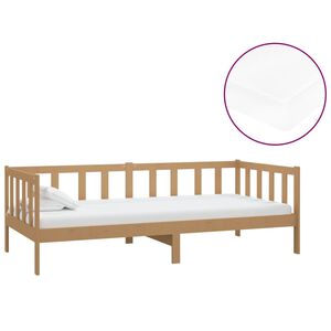 vidaXL Sof&aacute;-cama com colch&atilde;o 90x200 cm pinho maci&ccedil;o castanho mel