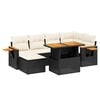 vidaXL 7 pcs conjunto de sof&aacute;s p/ jardim c/ almofad&otilde;es vime PE preto