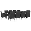vidaXL 11 pcs conjunto de jantar p/ jardim c/ almofad&otilde;es vime PE preto