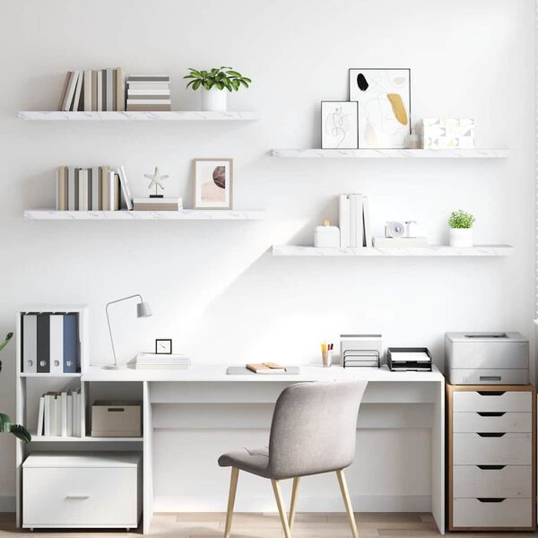 vidaXL Prateleira de Parede 4 pcs M&aacute;rmore Branco 120 x 23,5 x 4 cm